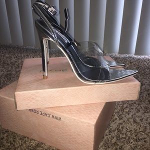 Cape Robin Perspex and Silver Sandal Heels 6